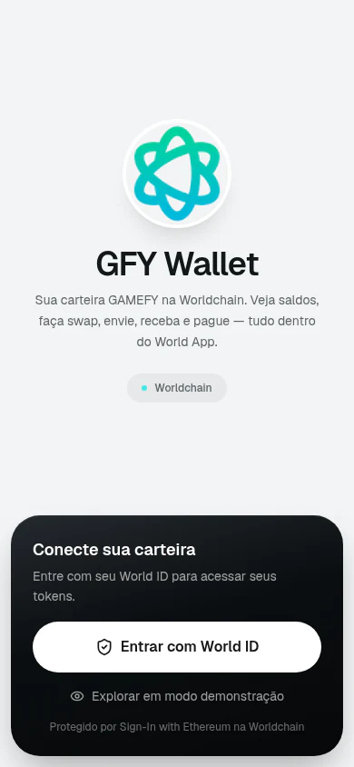 Tela de conexão do GFY Wallet